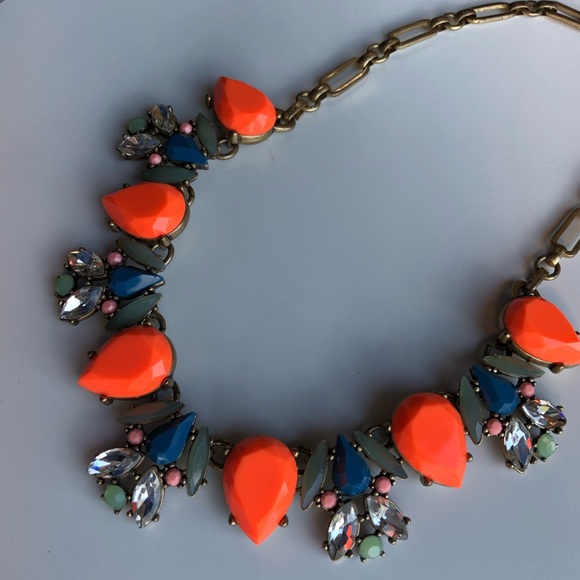 J.Crew gem statement necklace with jewelry bag - Picture 2 of 7